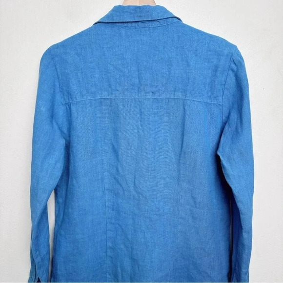 Cut Loose Womens Size Xsmall Linen Button Blue  Shirt - Picture 13 of 15